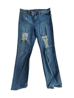 Vintage Ralph Lauren Distressed Cotton Denim Blue Straight Leg Jeans Size 12